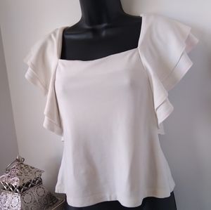 Karen Millen White Ruffle  Sleeve Blouse